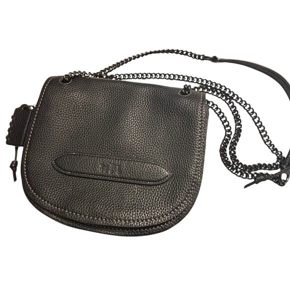 Coach Pebble Leather Shadow Crossbody Bag Black Medium - Picture 1 of 11